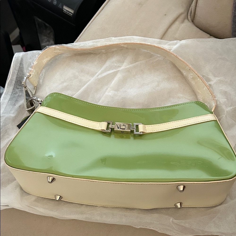 Green and Cream Women's Handbag-Beijo